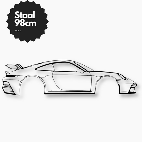 Porsche 911 GT3 RS Silhouette - Metaal Kunst - Wanddecoratie - Man Cave - Auto Decoratie - 98cm X 22cm - Muurdecoratie - Cadeau voor man