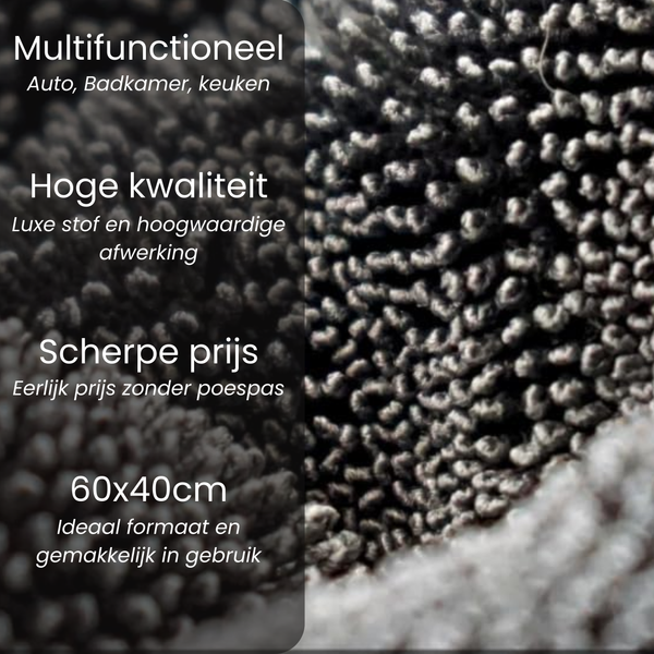Jooba - Droogdoek Badkamer - Droogdoek Auto – Introductie prijs - 2 Stuks - Microvezeldoek - Fastdry droogdoek badkamer - 60x40 cm - Absorbeert 600ML