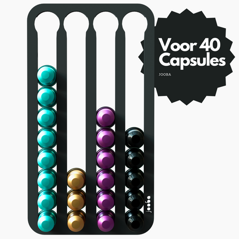 Jooba® Capsulehouder voor Nespresso capsules - Voor 40 capsules - Mat zwart metaal