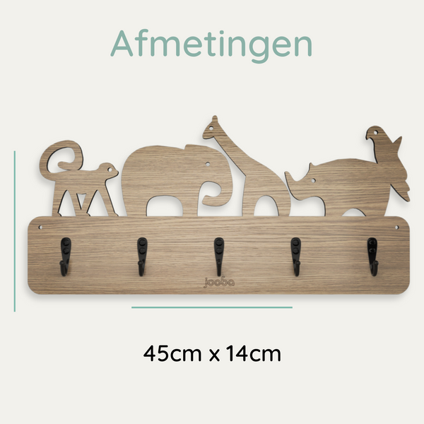 Jooba® Kinderkapstok - 5 haken - Kapstok met Dieren - Scandinavisch