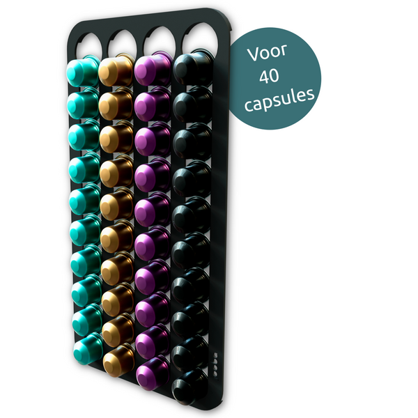 Jooba® Capsulehouder voor Nespresso capsules - Voor 40 capsules - Mat zwart metaal