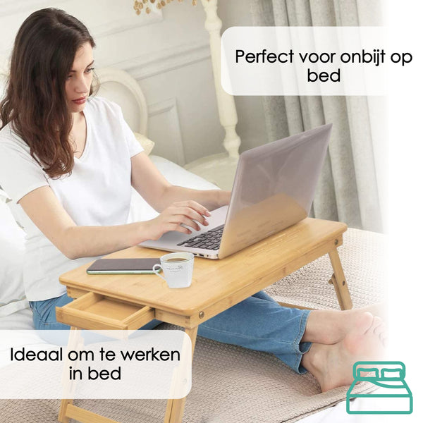 Bedtafel en Laptop standaard - Laptoptafel - Verstelbaar - Bamboe - Laptop verhoger