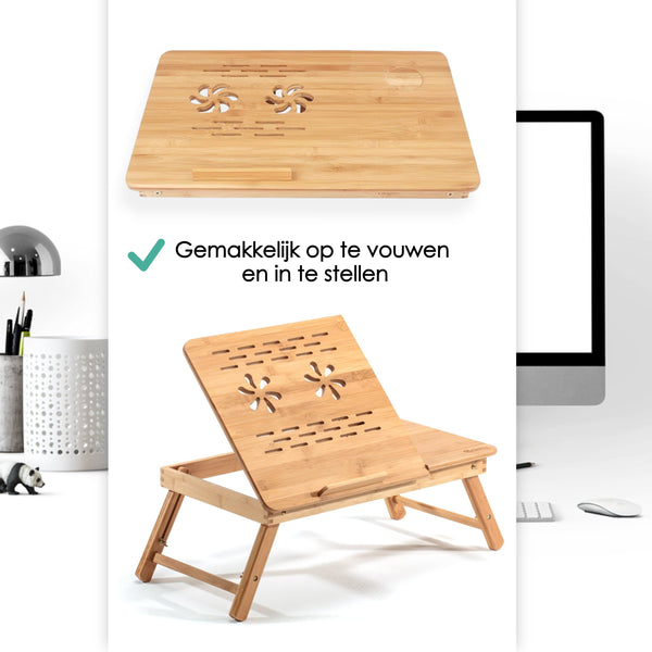 Bedtafel en Laptop standaard - Laptoptafel - Verstelbaar - Bamboe - Laptop verhoger