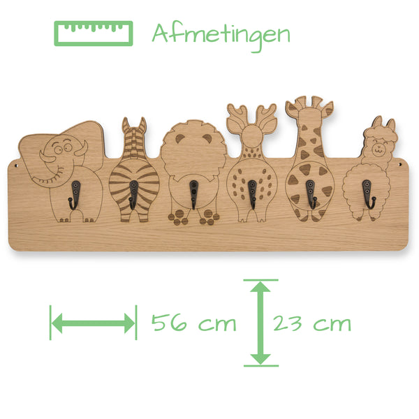 Jooba® Kinderkapstok - 6  Metalen haken - Kapstok met Dieren