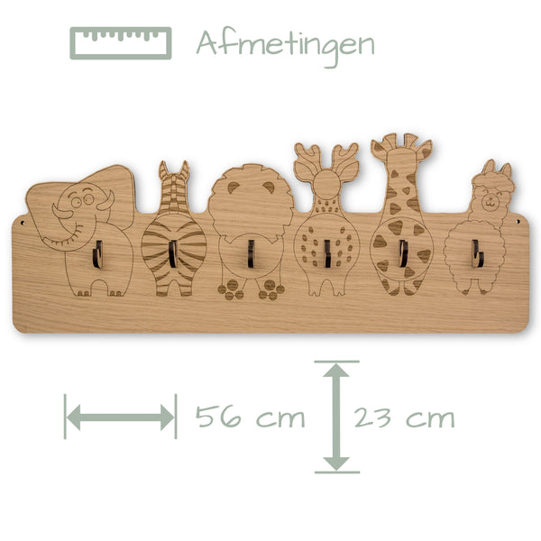 Jooba® Kinderkapstok - 6 houten haken - Kapstok met Dieren