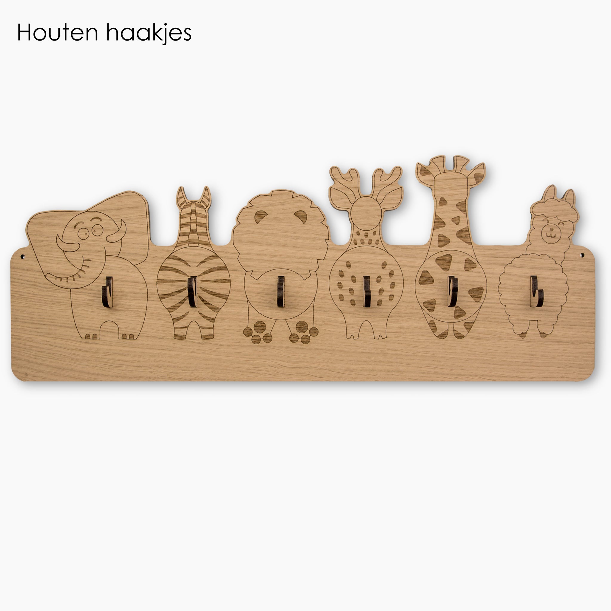 Jooba® Kinderkapstok - 6 houten haken - Kapstok met Dieren