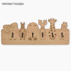 Jooba® Kinderkapstok - 6  Metalen haken - Kapstok met Dieren