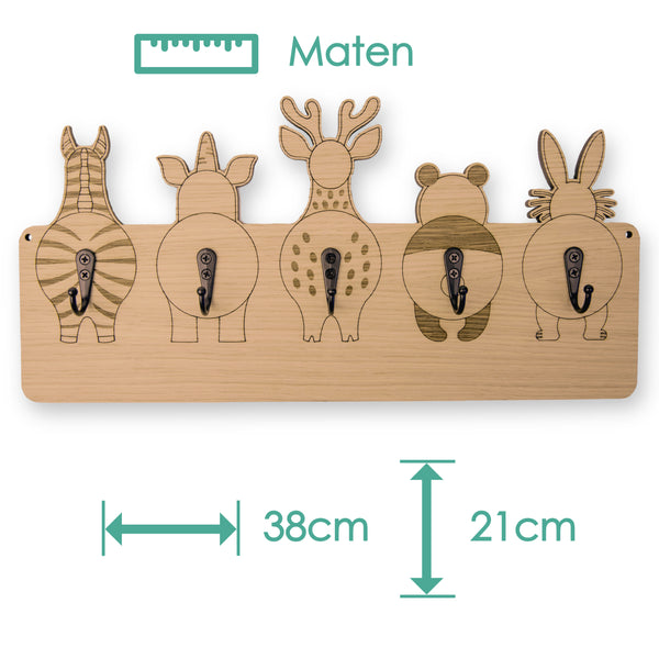 Jooba® Kinderkapstok - 5 metalen haken - Kapstok met Dieren