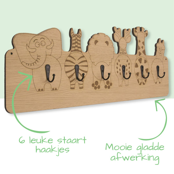 Jooba® Kinderkapstok - 6  Metalen haken - Kapstok met Dieren